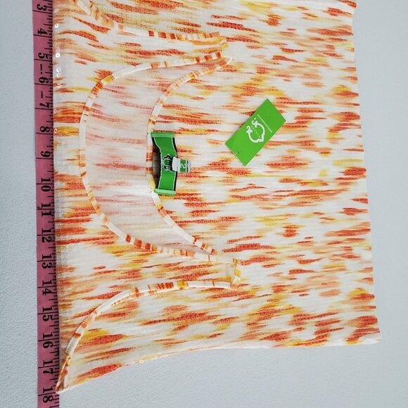 C Wonder Womens Brushstrokes All Over Sequin Tank Top Size S Orange Pullover NWT - Picture 7 of 10